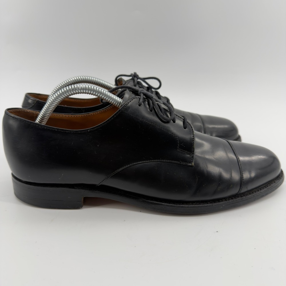 Royal Tweed Cheaney Black Leather Cap Toe Derby Shoes England Size 8.5